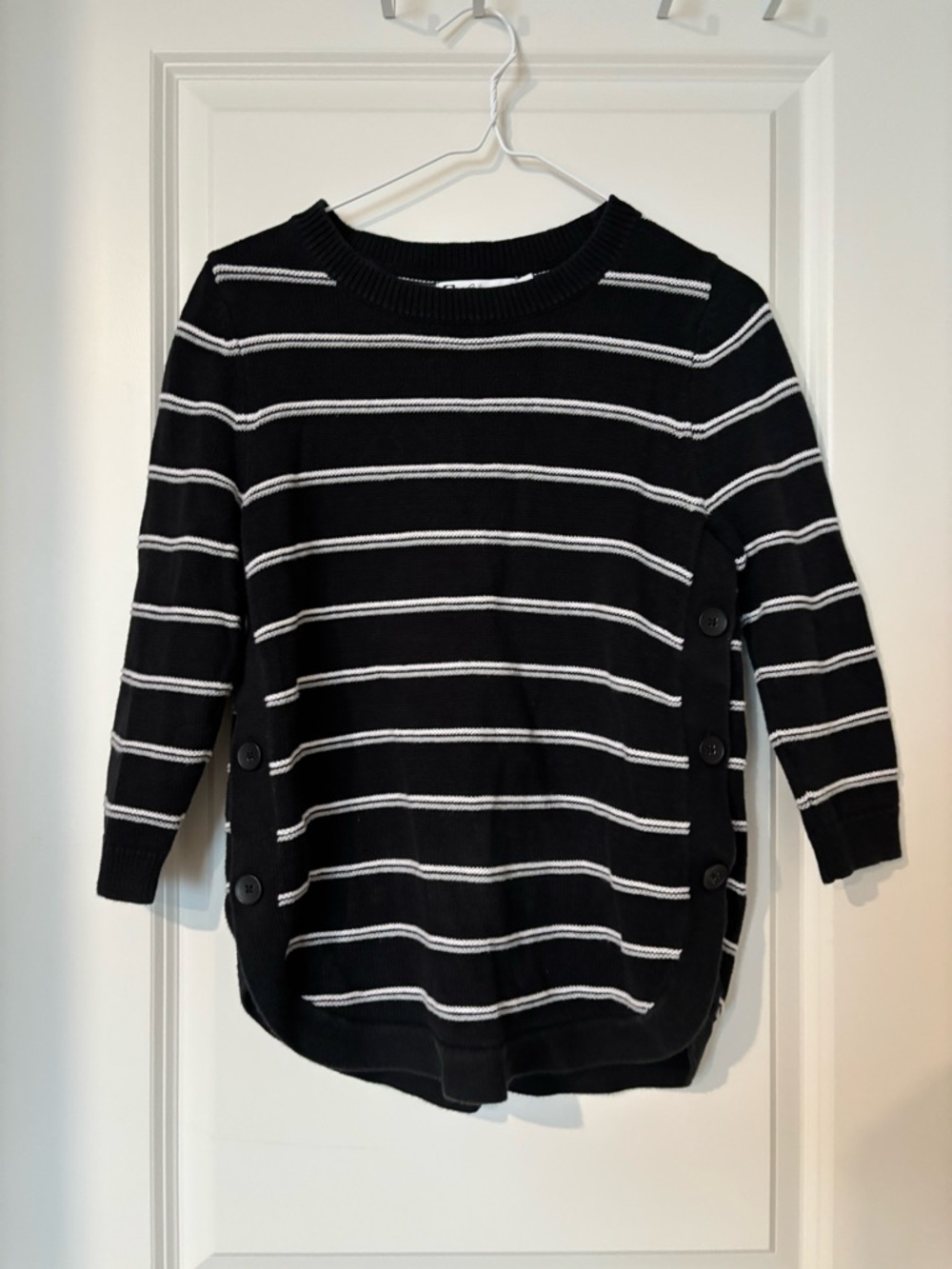 Reitmans Black Sweater with White Stripes